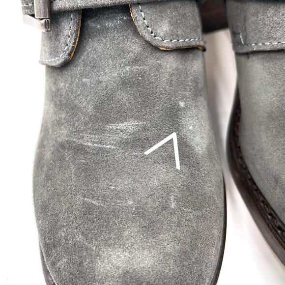 Frye Sabrina Boots Charcoal Gray Suede‎ Double Buckle Ankle Sz 6 Women's - Picture 4 of 10